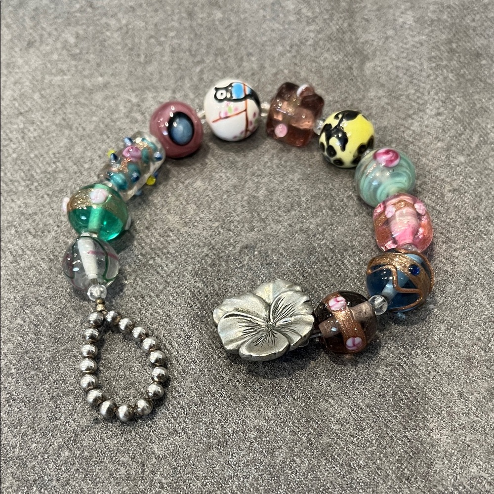 🌻3/$15 Danforth Pewter & Lampwork Glass Bead Bracelet
